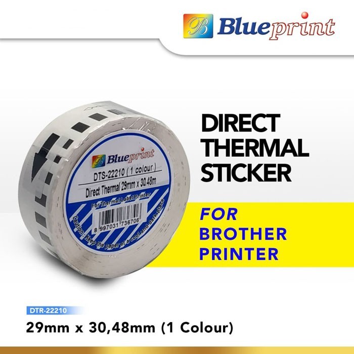 

Blueprint Label Stiker Barcode Roll Brother DTS-22210 29mm x 30.48m Continuous 1 Colour