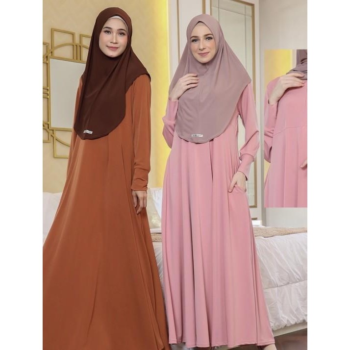 DELISHA JERSEY DRESS BLACK JV HASANAH GAMIS POLOS JERSEY HITAM MURAH Terlaris