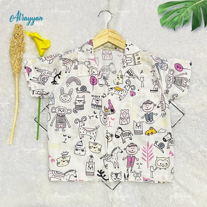 CHL ALRAYYAN STORE -BAJU KEMEJA PANTAI HAWAII ANAK PUTIH MOTIF PRIA WANITA SGA