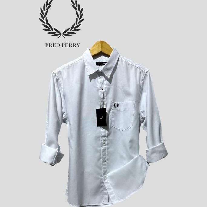 Fred Perry Kemeja Pria Lengan Panjang Polos Premium Terlaris