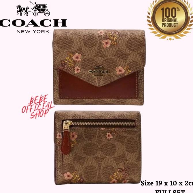 [ORIGINAL] COACH Small Wallet With Floral Bow Coach Wallet Terlaris