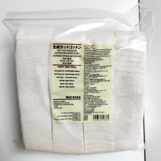 Terlaris Kapas Muji / Muji Organic Cotton - 180 pads Tanpa Pemutih SALE