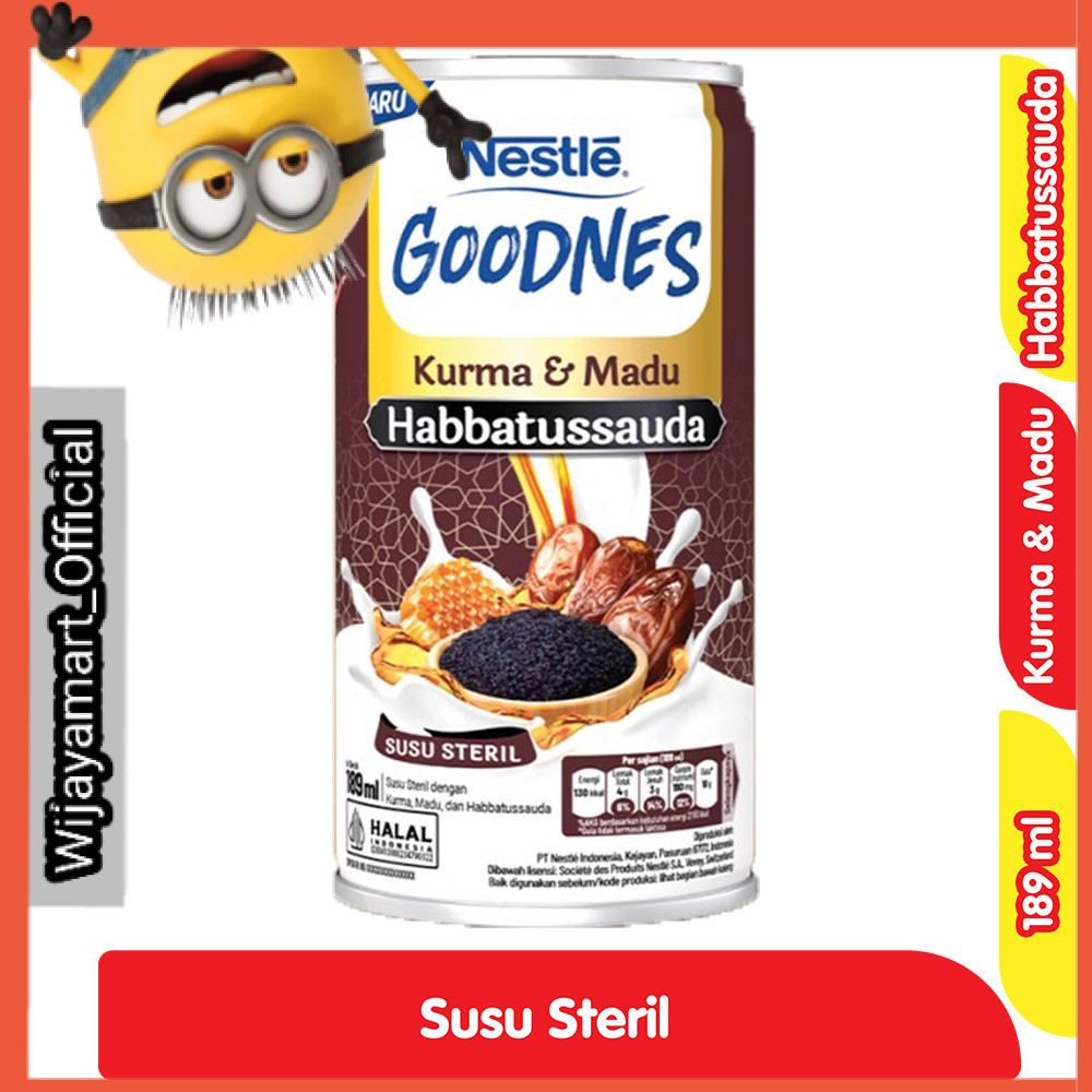 

Nestle Goodnes Kurma & Madu Habbatussauda Susu Steril Cair Kaleng 189 ml