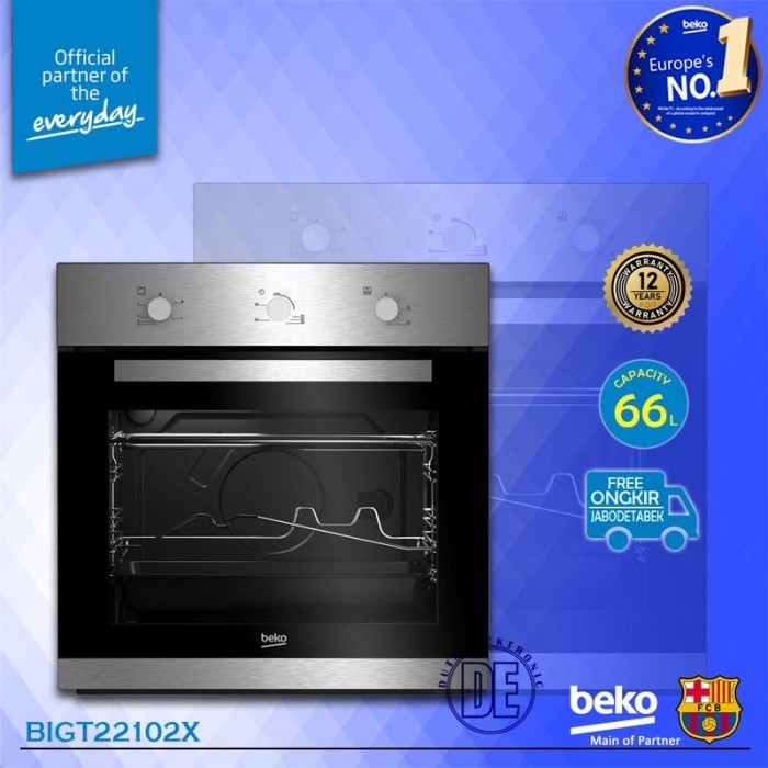Beko Oven Gas Tanam 66 Liter BIGT22102X Stainless Steel