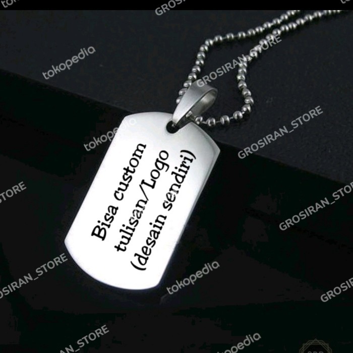 TERBARU kalung dog tag militer TNI identitas plat Custom logo nama grafir kado PROMO