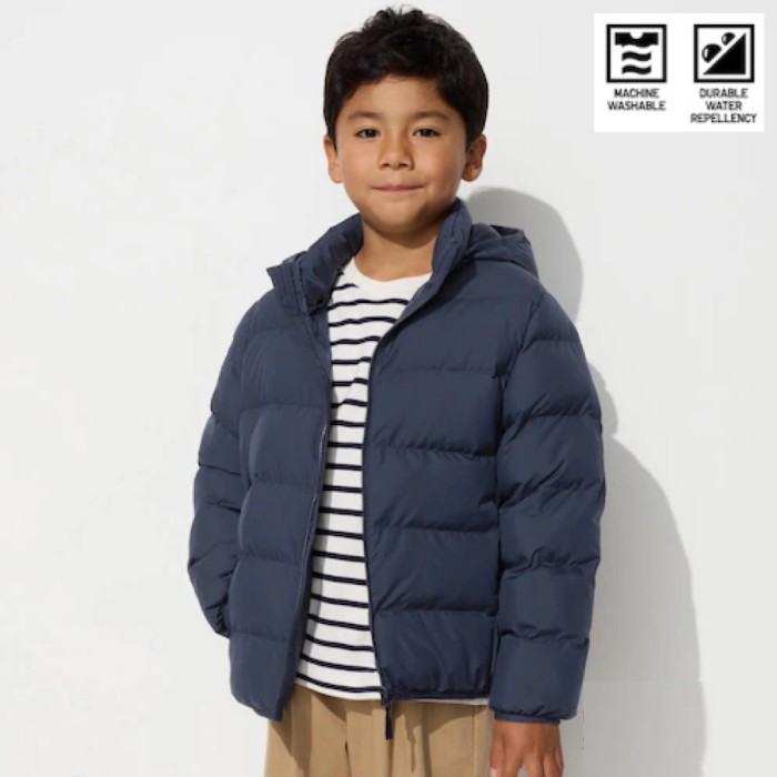 BRD UNIQLO BOYS JAKET WINTER ANAK LAKI LAKI PARKA LIGHT WARM PADDED NAVY SGA