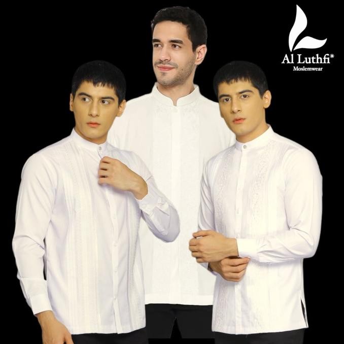 Baju koko Lengan Manset Warna Putih - Al-Luthfi