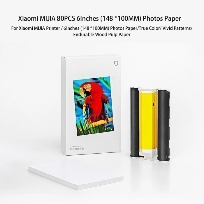 

MIJIA Color Photo Paper Set of 80 Sheets Glossy Paper and Ink Ribbon
