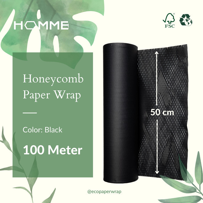 [100 Meter] HOMME Ecofriendly Honeycomb Paper Bubblewrap HITAM 50 cm