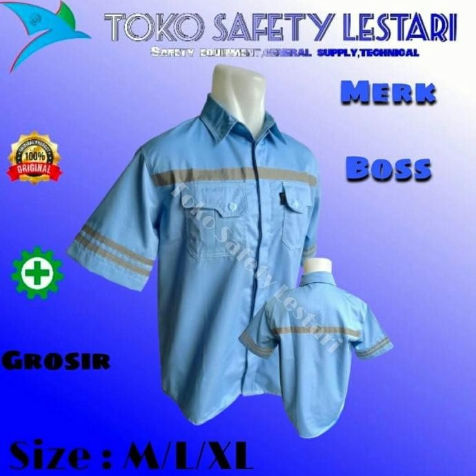 Promo BAJU SERAGAM KERJA MERK BOSS BIRU TELUR ASIN COD