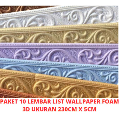 Paket 10 Lembar List Wallpaper Foam 3D 230Cm X 5Cm #Gratisongkir #Sale #Discount