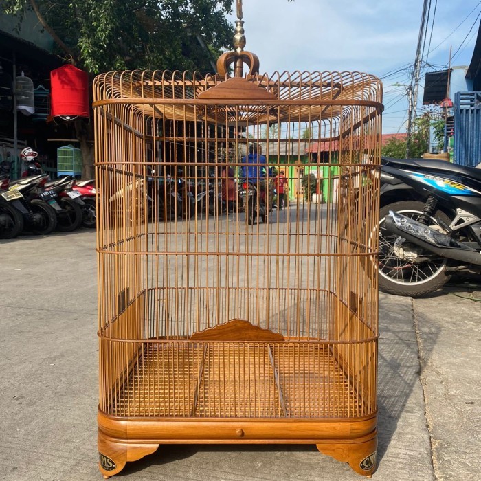 SANGKAR/KANDANG MURAI OVAL JATI CMS KHUSUS EKOR PANJANG