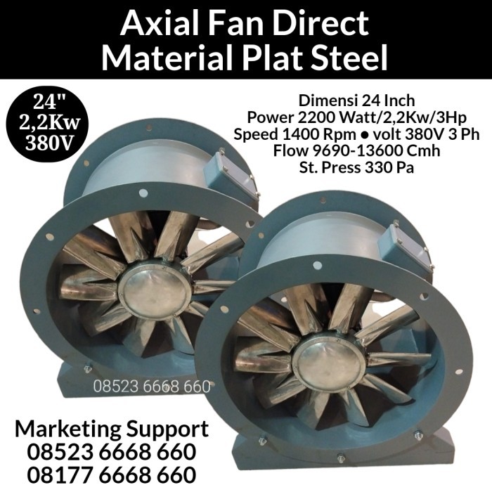 PRY88 AXIAL FAN DIRECT 24"AXIAL BLOWER PLAT STEEL 24" 2200WATT 1400RPM 380V