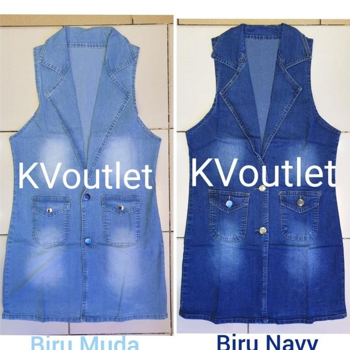 Rompi Jeans Panjang Wanita Outer Jeans Vest Panjang Rompi Wanita Cewek Ranikairini