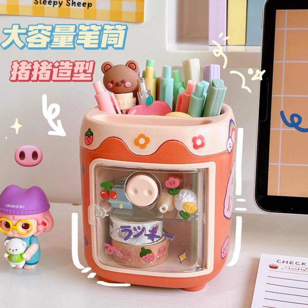 

TERLARIS Modis Multifungsi 2-Tier Laci Kotak Penyimpanan/Multifungsi Lucu Tempat Pena/Kantor Desktop Penyimpanan Pena Case ST145 et-12