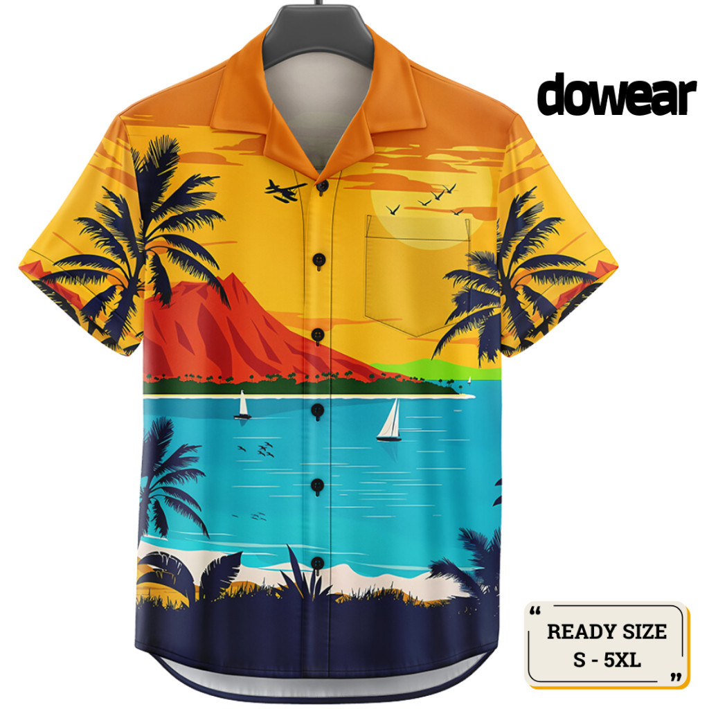 CUCI GUDANG Dowear Baju Kemeja Motif Kekinian Cowok Cewek Bali Pantai Surfing Hawai Jumbo 527