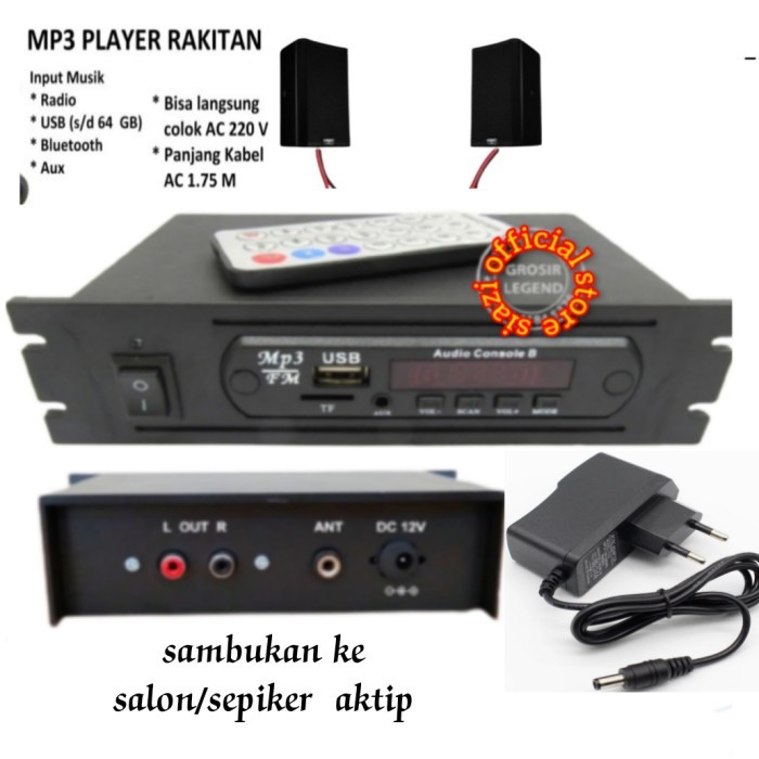 Rakitan Mp3 USB FM Bluetooth Player AC 220V-240V Output Stereo