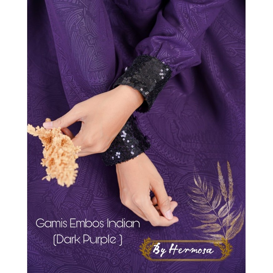 TERBARU GAMIS HERMOSA MOTIF INDIAN UNGU TUA/GAMIS UNGU TUA HERMOSA