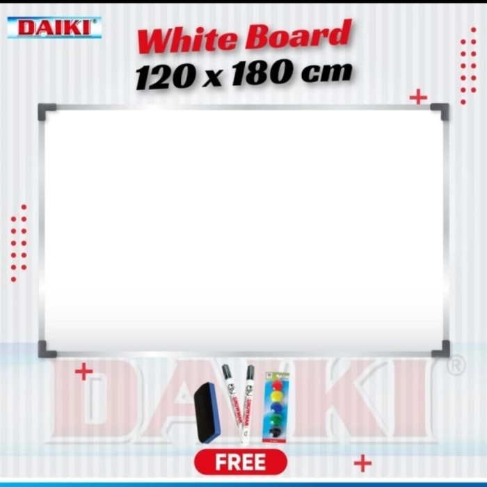

Daiki White Board Magnet Single Face 120 x 180 cm/Papan tulis gantung.