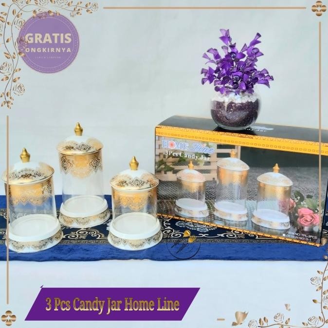 Toples makanan lebaran/Toples kaca 3 susun home line
