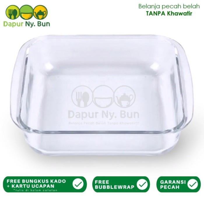 Ready Loyang Kaca Kecil Persegi Panjang Ukuran 1L / Tempered Glass Bakeware