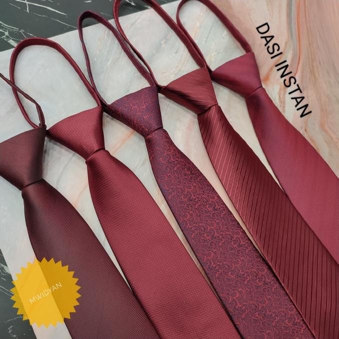 Murah Dasi Zipper Merah Maroon Polos Dasi Pria Deep Maroon