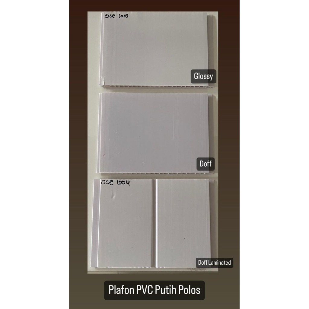 `````````] Plafon PVC Putih Polos Doff, Glossy & Putih Polos Doff Laminated