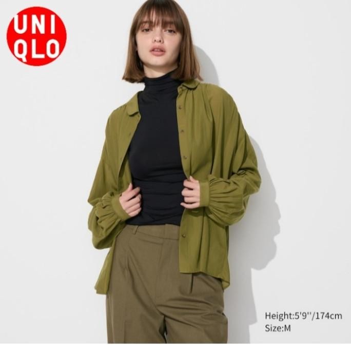 Murah Manset Airism Tshirt Uv Protection Kerah Tinggi Lengan Panjang Uniqlo Original Jastip
