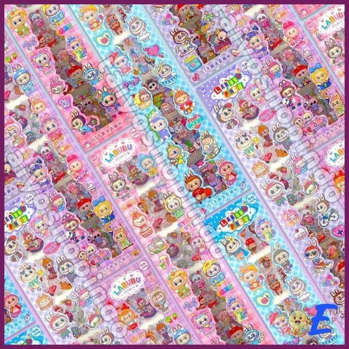 

| STV | TAIYO LABUBU STICKER AESTHETIC PANJANG 6X36CM 2D STIKER PACK ISI 16 LEMBAR PREMIUM WATERPROOF DECO