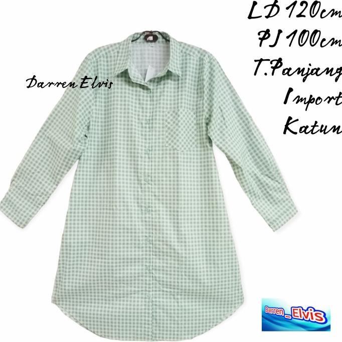 Sale Long Tunik Wanita Kotak Hijau Polos