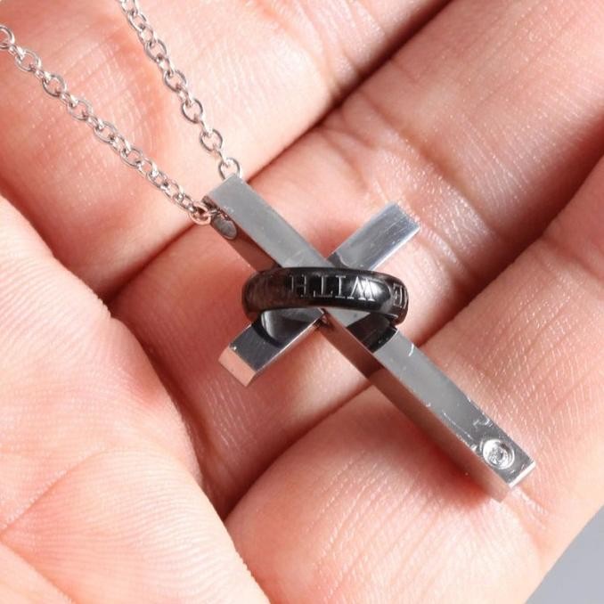 Murah Kalung Salib Cincin Titanium Couple | Kalung Salib Titanium Unik Keren