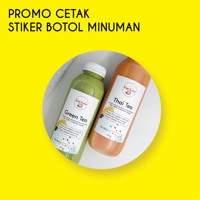 Promo Cetak Print Stiker Label Botol Minuman Kopi / Tea / Jamu custom