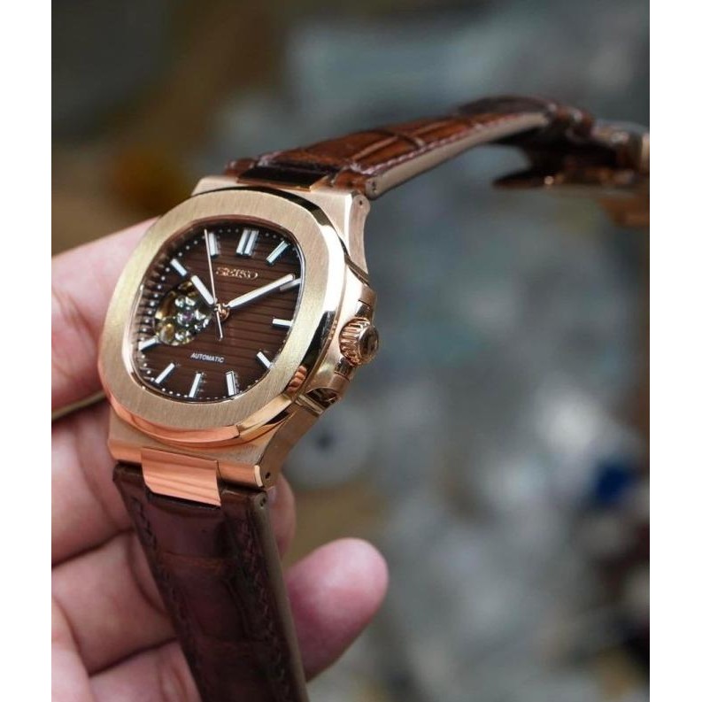 Grosir Seiko Naut Choco Rosegold Nh38 Open Heart Automatic