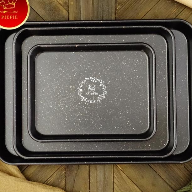 

Chefio Loyang Peregi Panjang Bla Marble Baing Tray Ue Ering