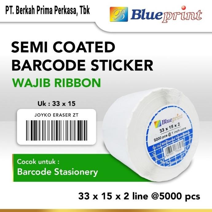 

Sticker label Barcode 33x15mm 2 Line Semi Coated BLUEPRINT isi 5000Pcs