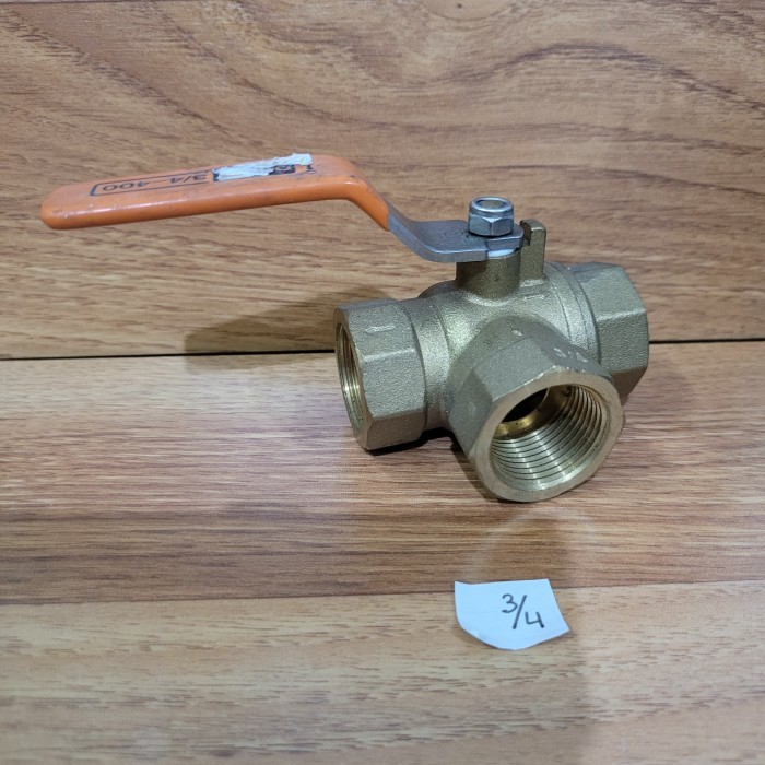 #@#@#@#@] BALL VALVE 3 WAY / STOP KRAN KUNINGAN 3 CABANG 3/4" ONDA