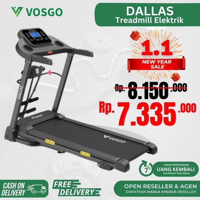 ALAT FITNESS TREADMILL ELEKTRIK VOSGO DALLAS 2,5 HP ORIGINAL DAN TERPERCAYA