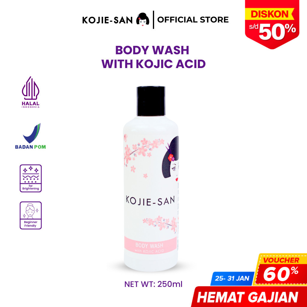 KOJIE-SAN Body Wash 250ml Soap Whitening Moisturizing With Kojic Acid Mencerahkan Kulit