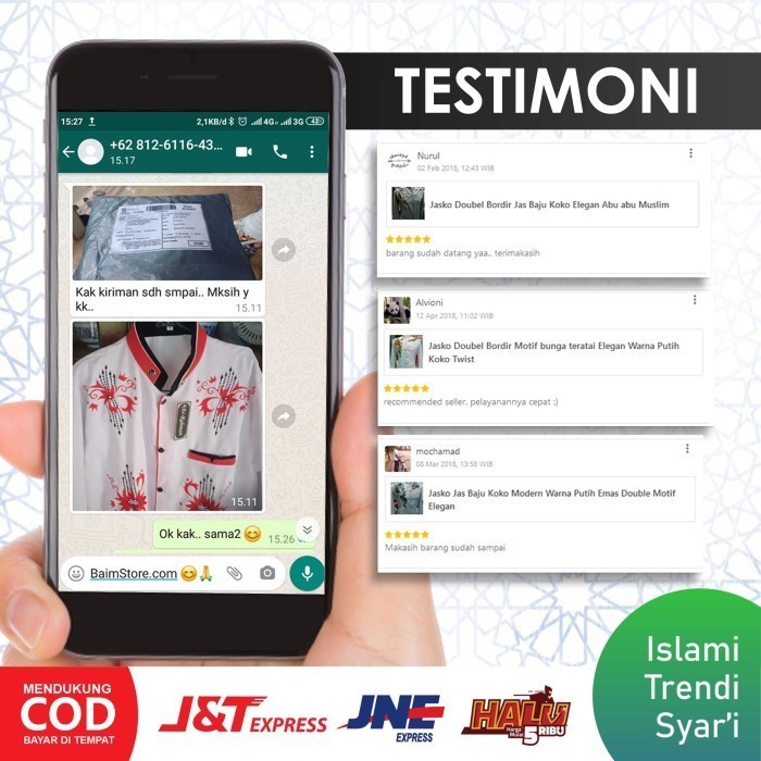 Jasko Doubel Bordir Motif Akar Emas Elegan Warna Putih Baju Koko Twis #Gratisongkir #Sale #Discount