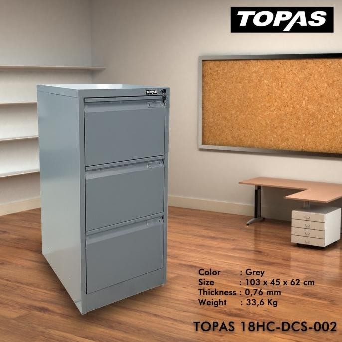 

BEBAS ONGKIR - Lemari Kantor Besi File Arsip 3 Laci Filling Cabinet