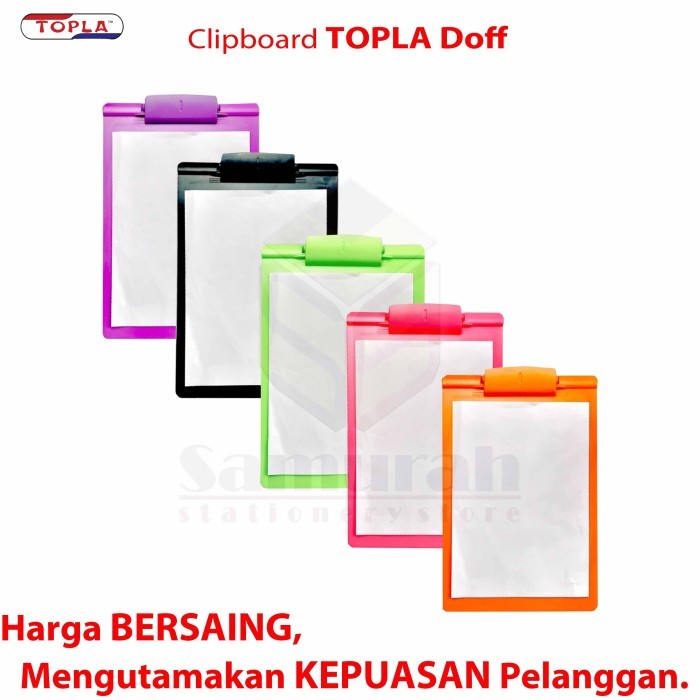 

Papan Jepit Dop Topla 303 Warna Folio / Clip Board Doft Colour F4 22,5 X 34,5 Cm Bahan Plastik Mika