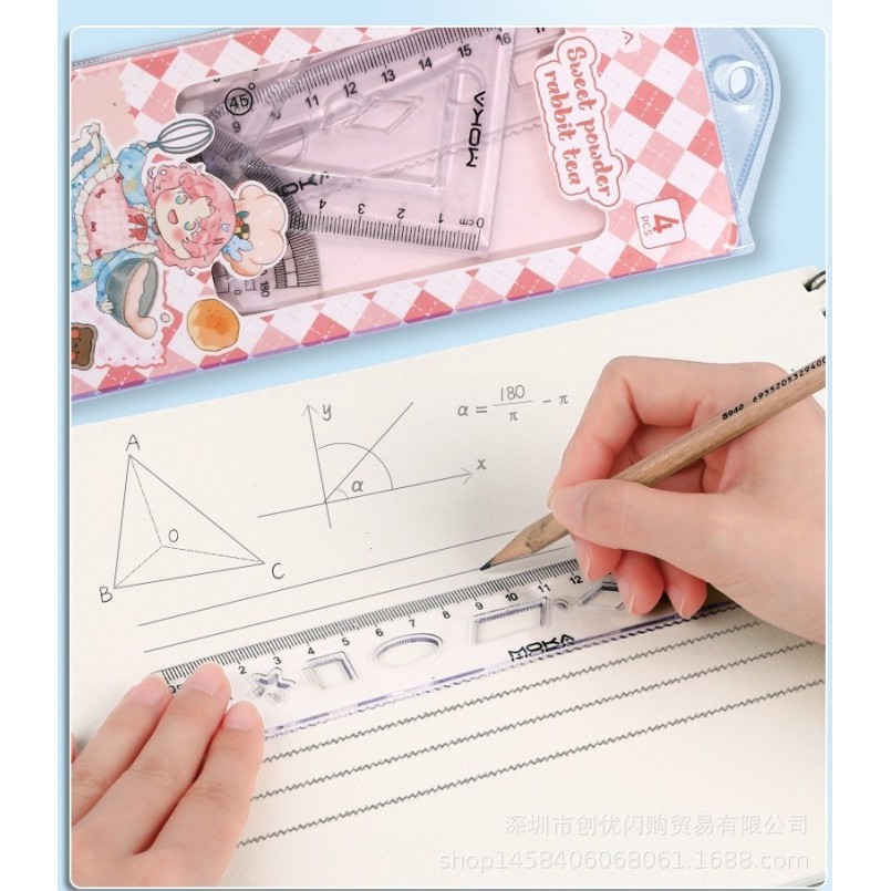 

Ggt Penggaris Sekolah Set 4 In 1 Ukuran 20Cm Penggaris Lentur Bening Transparan