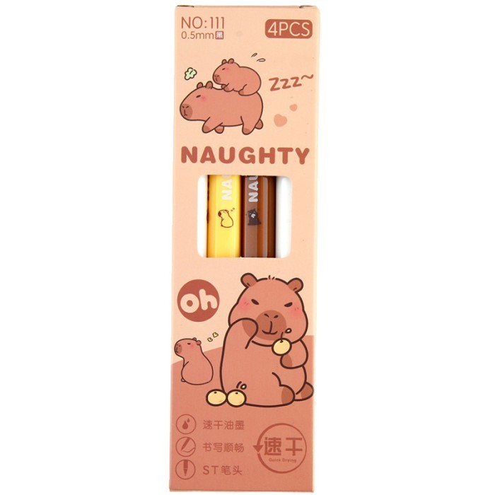 

Capybara Square Pen Pulpen Mekanik Tinta Hitam Set 4Pc Atk Stationery Anak Sekolah Balpoint Capybara