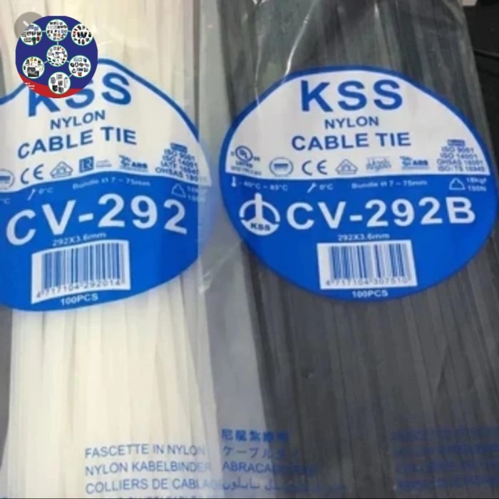 

Kss Nylon Cable Ties Cv-292X3,6 Mm Kabel Ties 29Cm Putih & Hitam ( 100 Pcs ) Kabel Ties Kss