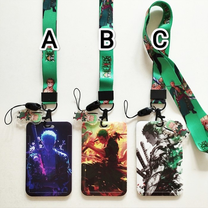 

Zoro One Piece Id Card Holder Lanyard 1 Name Tag Gantungan Kalung Wadah Kartu Nama