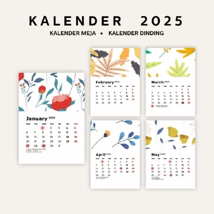 

Kalender 2025 Aesthetic Dinding Meja Motif Bunga