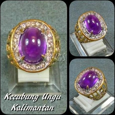 CINCIN BATU AKIK NATURAL KECUBUNG UNGU PANGKALAN BUN KALIMANTAN