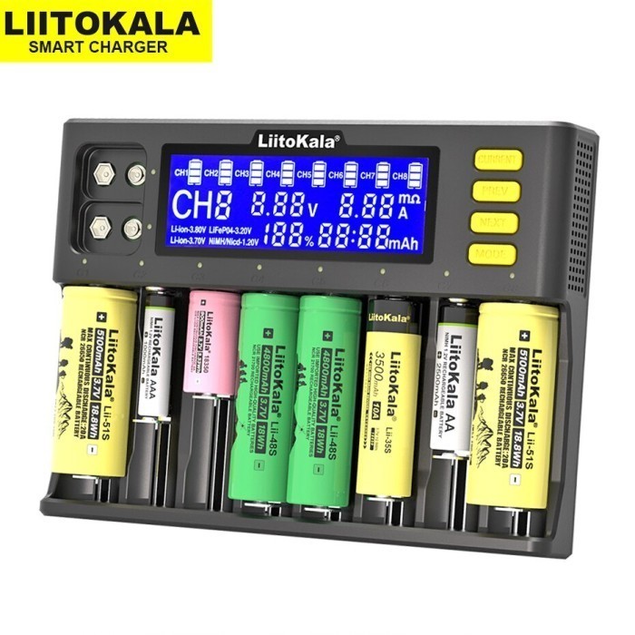 LiitoKala Lii-S8 Charger Baterai Fast Charging 2A Li-Ion LiFePO4 NiMH/NI-Cd 18650 26650 21700 AA AAA