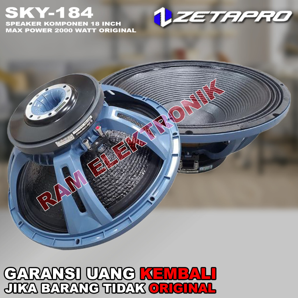 Komponen Speaker 18 Inch Zetapro SKY-184 / SKY184 2000 Watt Original Terbaru