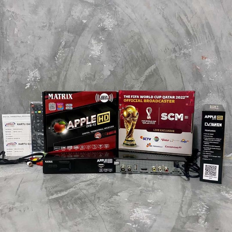 SET TOP BOX MATRIX APPLE MERAH DIGITAL TV STB GARANSI 1 TAHUN